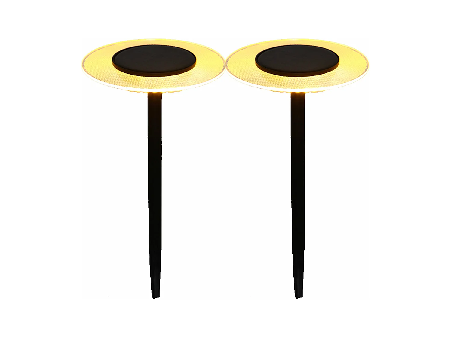 2 balises solaires à piquer UFO Noir Acier H35cm