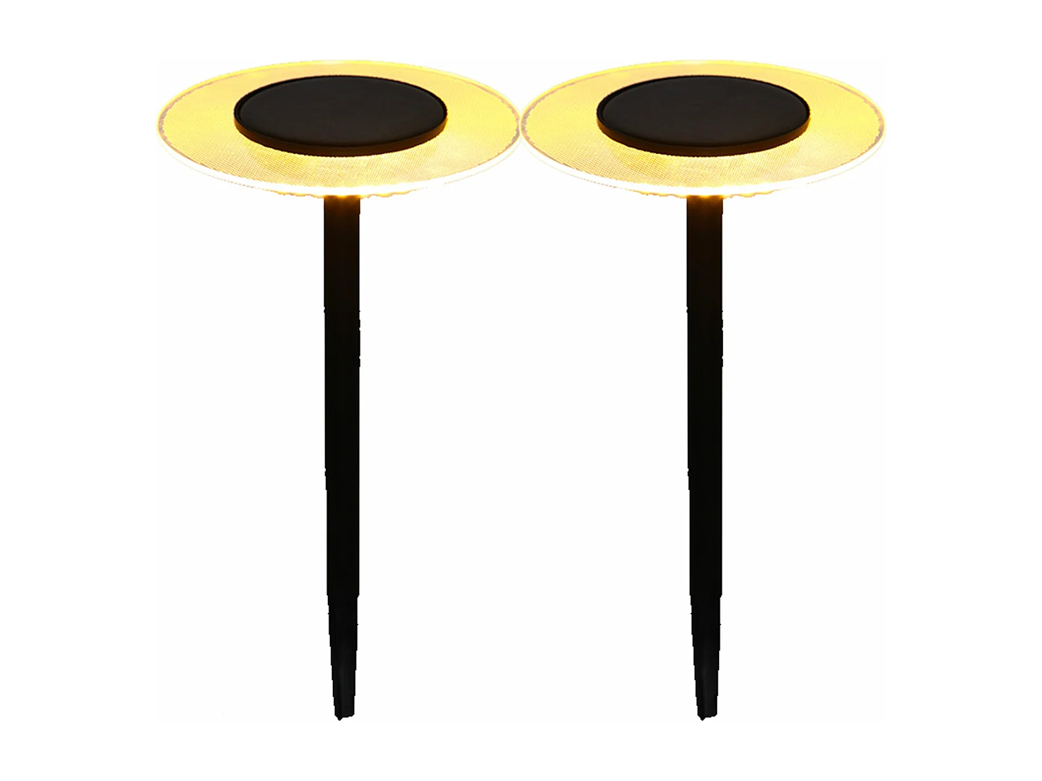 2 balises solaires à piquer UFO Noir Acier H35cm