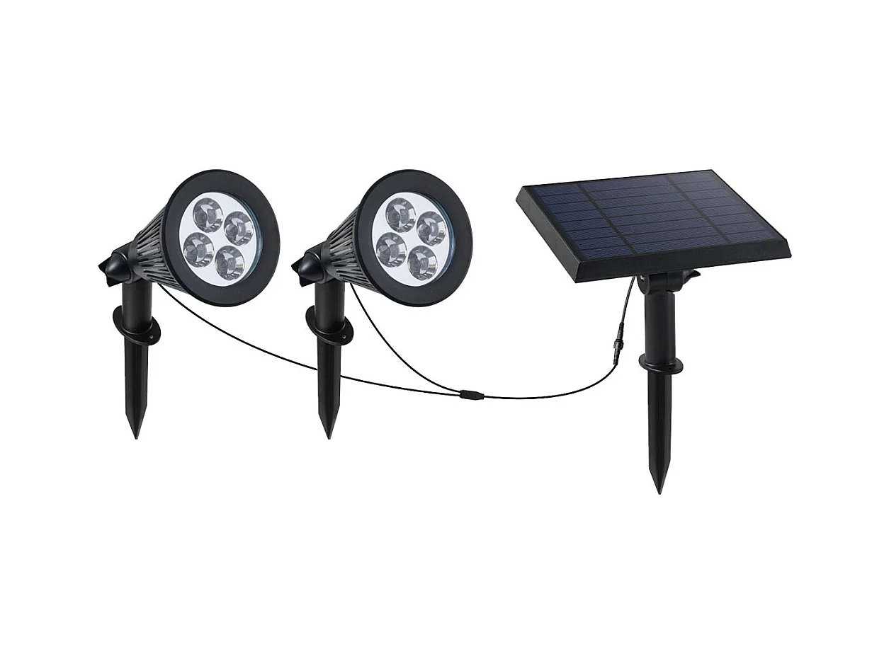 Double spot solaire relié FAMILY SPIKY Noir Plastique 100LM