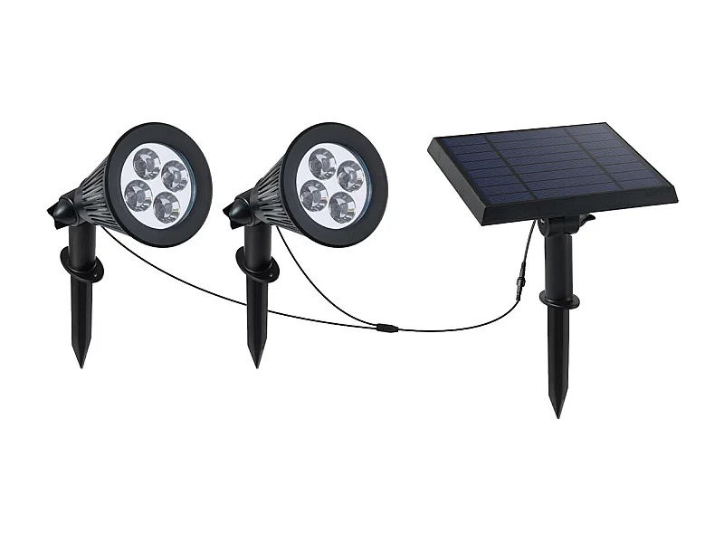 Double spot solaire relié FAMILY SPIKY Noir Plastique 100LM