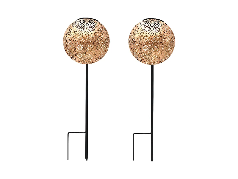 Lot de 2 balises solaires orientales AGADIR Cuivre Acier H45cm