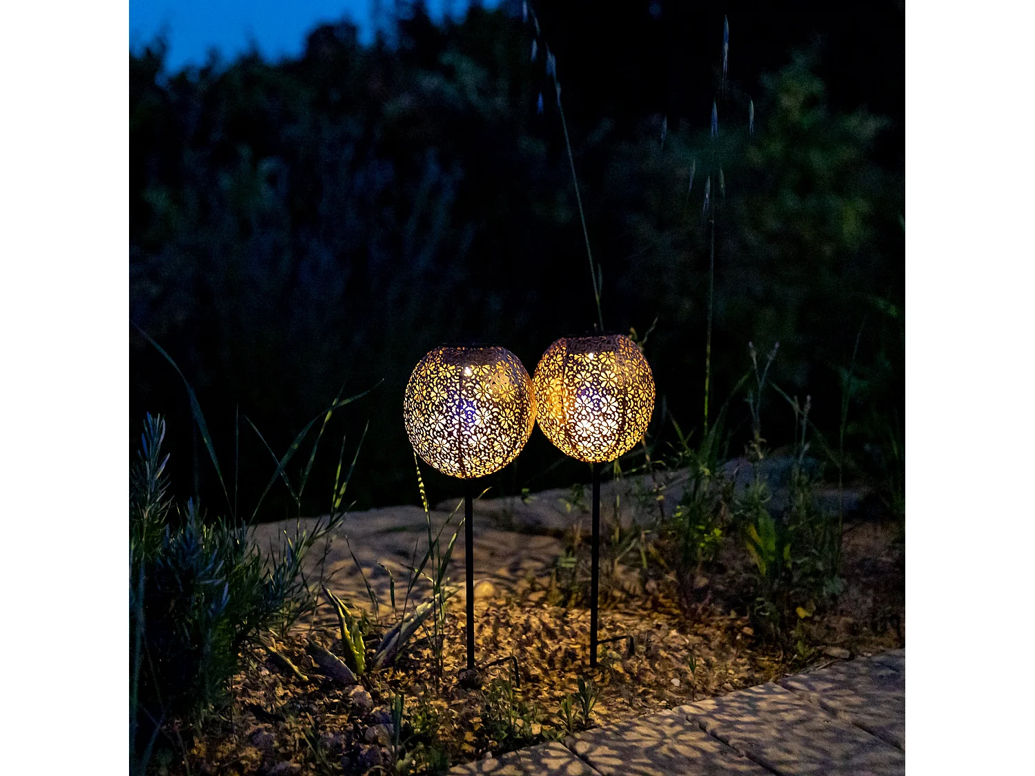 Set mit 2 Solar-Erdspießleuchten H45CM AGADIR