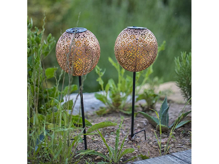 Set mit 2 Solar-Erdspießleuchten H45CM AGADIR
