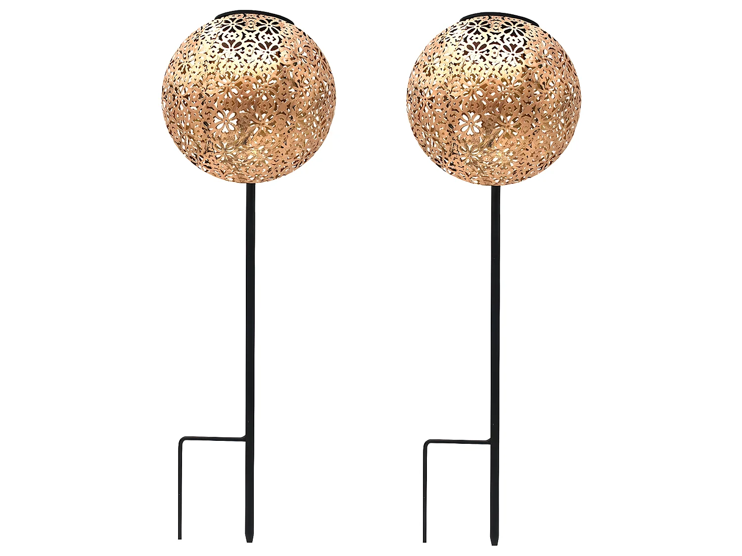 Lot de 2 balises solaires orientales AGADIR Cuivre Acier H45cm