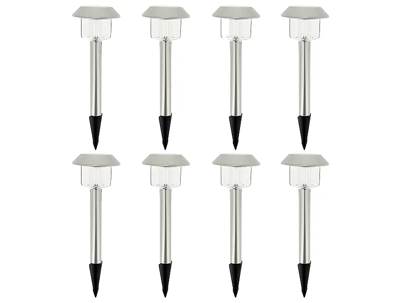 8 balises solaires à planter ALESIA Gris Acier inoxydable H39CM