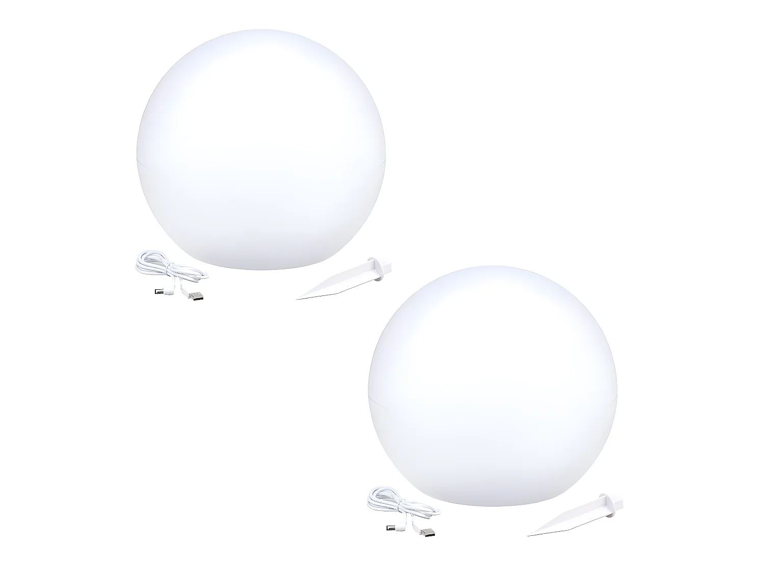 2 Boules lumineuses solaires SOLSTY Blanc Polyéthylène ∅30cm