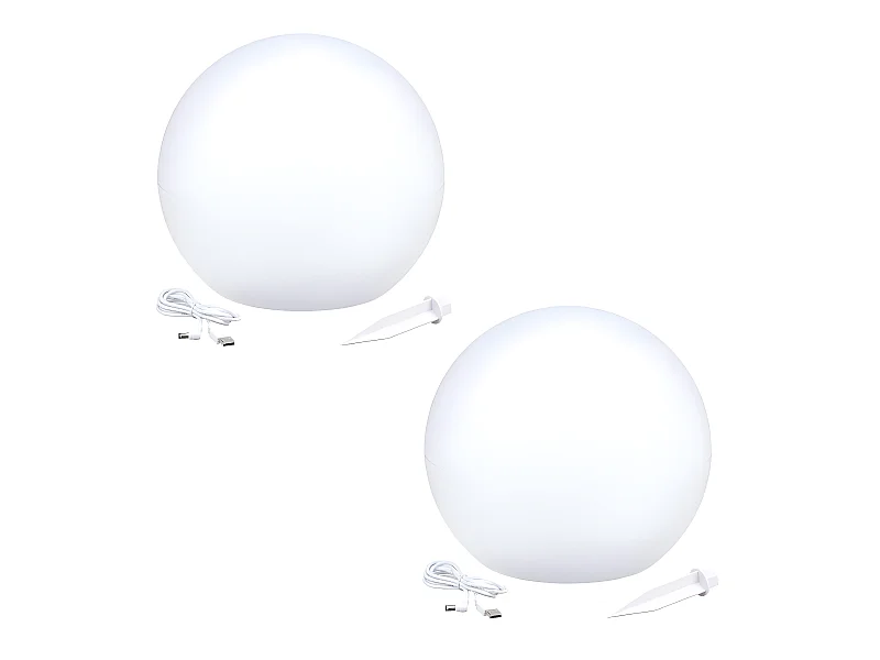 2 Boules lumineuses solaires SOLSTY Blanc Polyéthylène ∅30cm