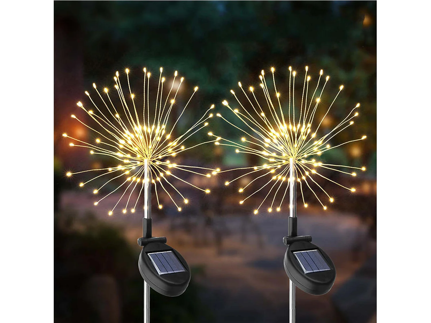 2 balises solaires à planter FIREWORKS Argent Acier H97cm