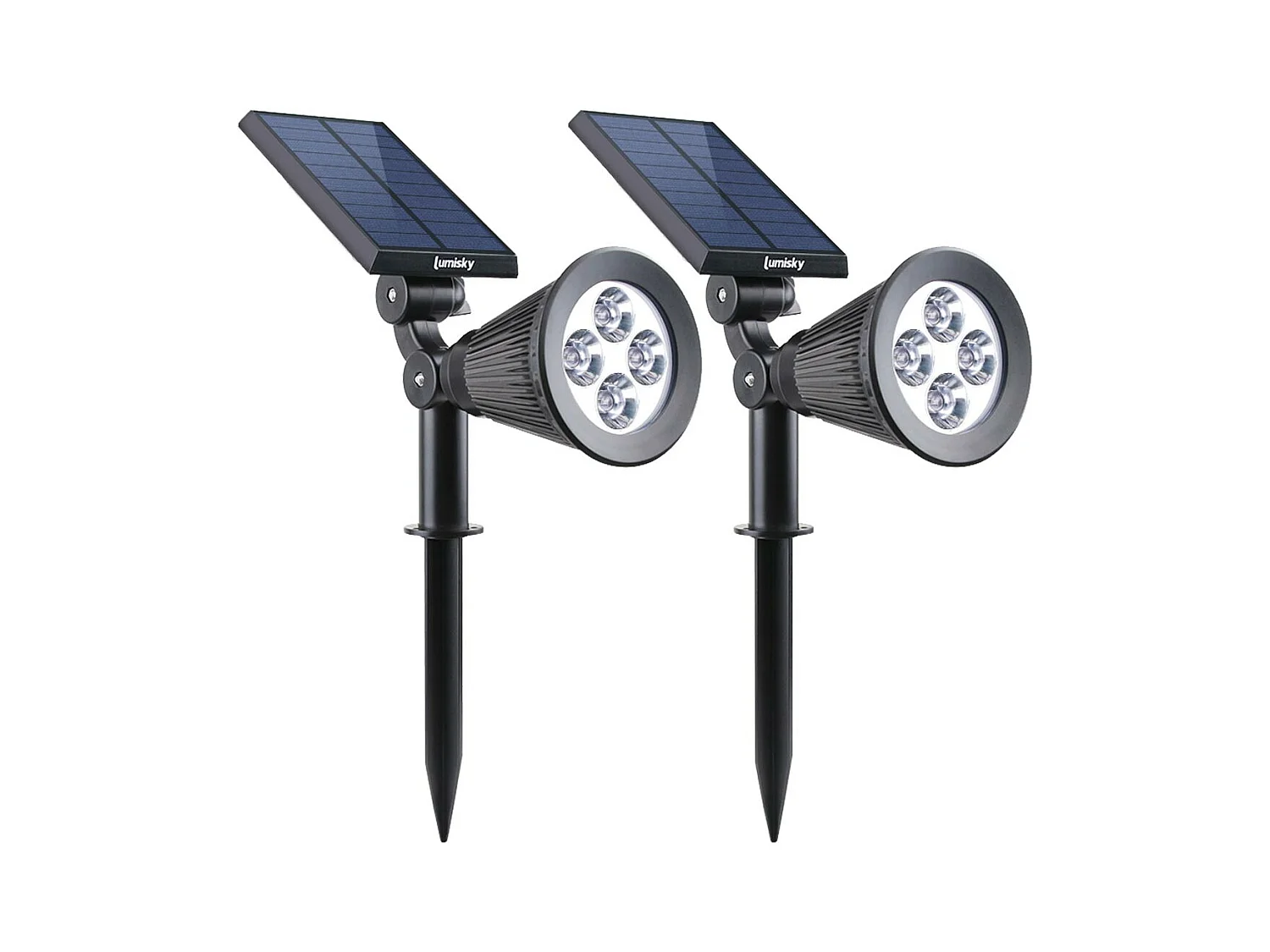 Lot de 2 spots solaires projecteurs SPIKY Noir Plastique 100LM