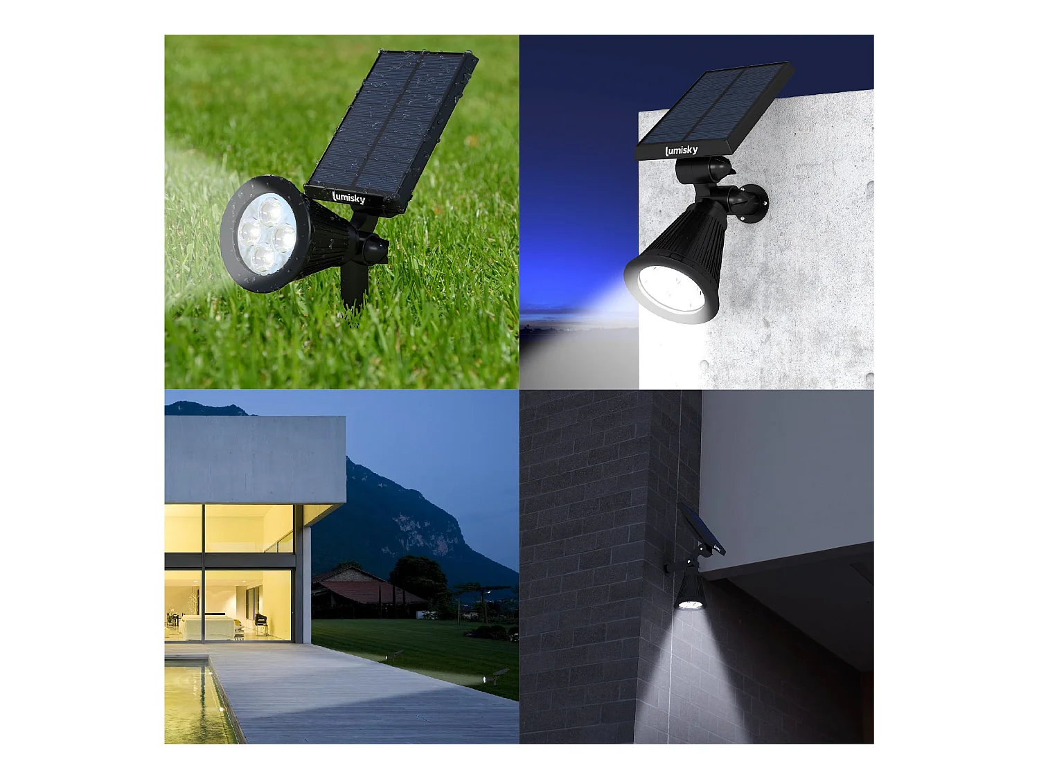 Lot de 2 spots solaires projecteurs SPIKY Noir Plastique 100LM