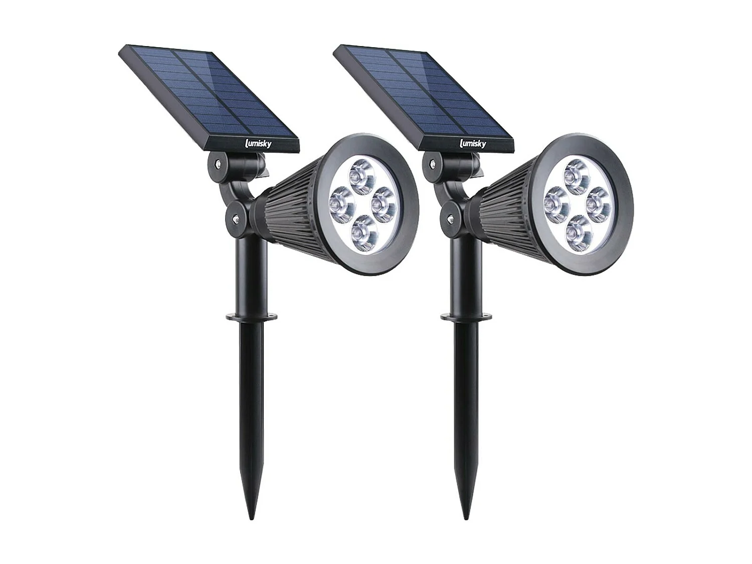 Lot de 2 spots solaires projecteurs SPIKY Noir Plastique 100LM