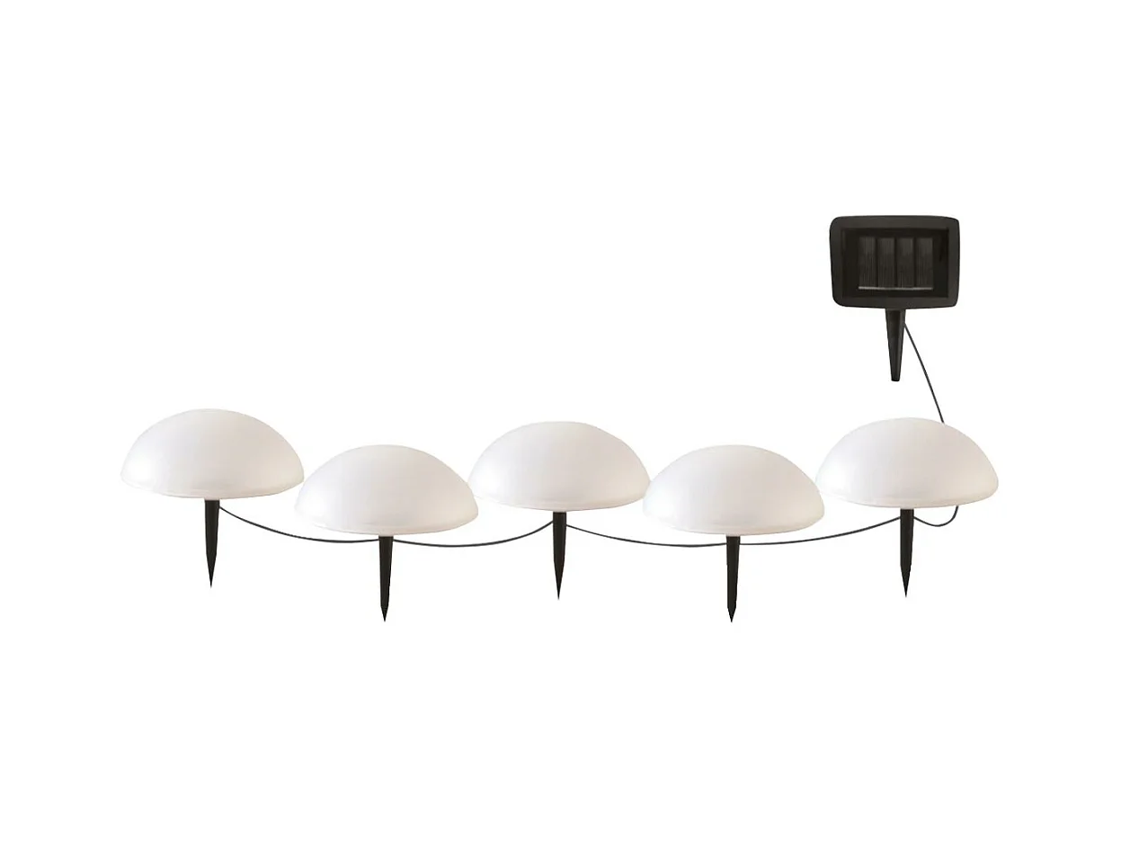 5 demi boules solaires à piquer HALF MOON Blanc Plastique ∅15cm