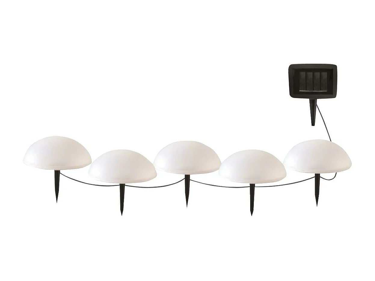 5 demi boules solaires à piquer HALF MOON Blanc Plastique ∅15cm