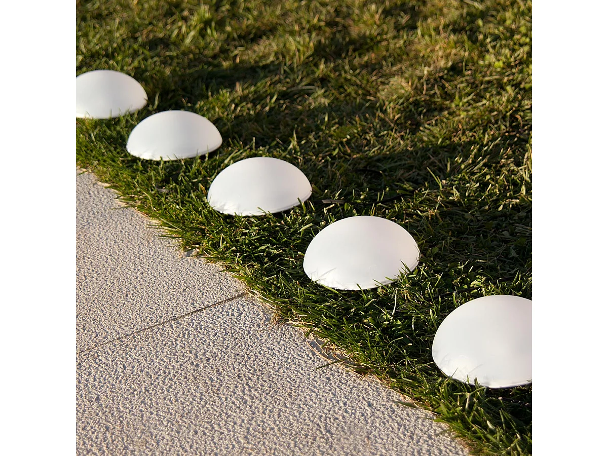 5 demi boules solaires à piquer HALF MOON Blanc Plastique ∅15cm