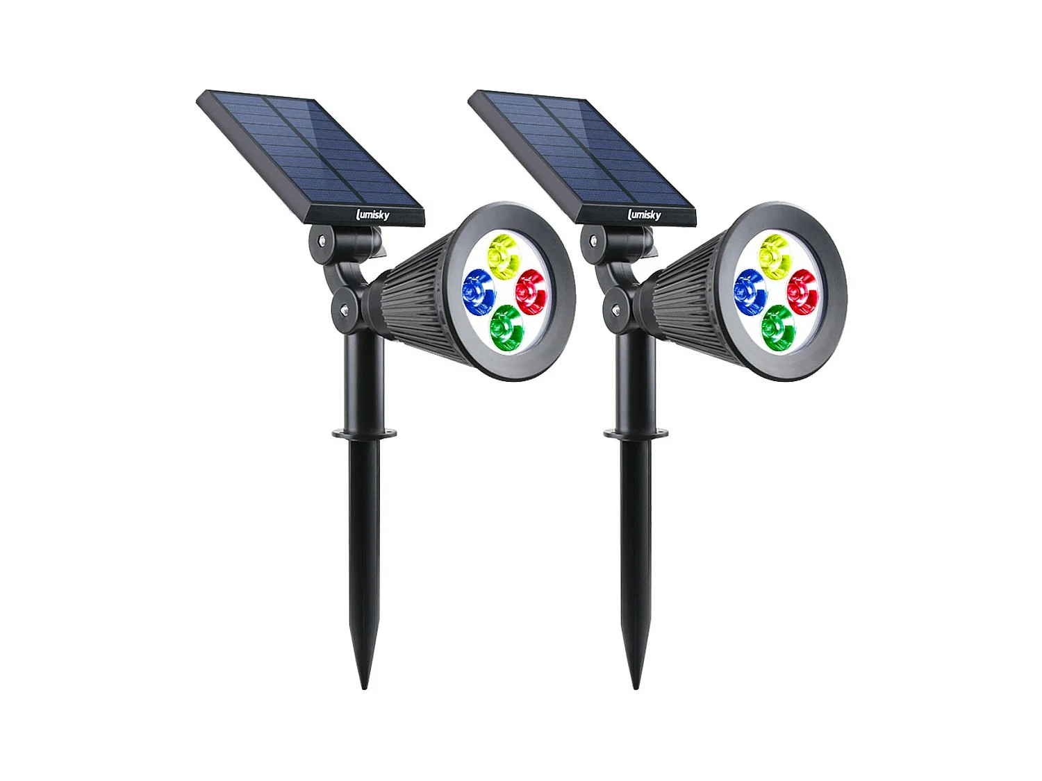 Lot de 2 spots solaires projecteur SPIKY Noir Plastique 100LM