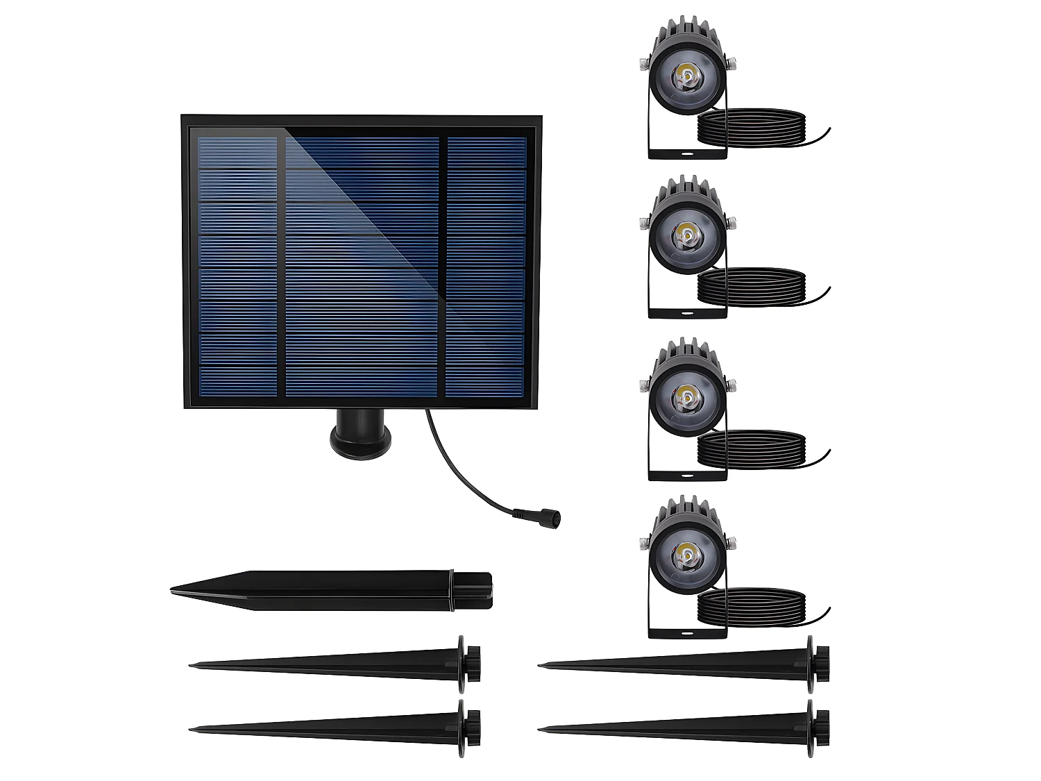 SOLARSPOTS 4er-set vier verbundene 200LM ROUNDY