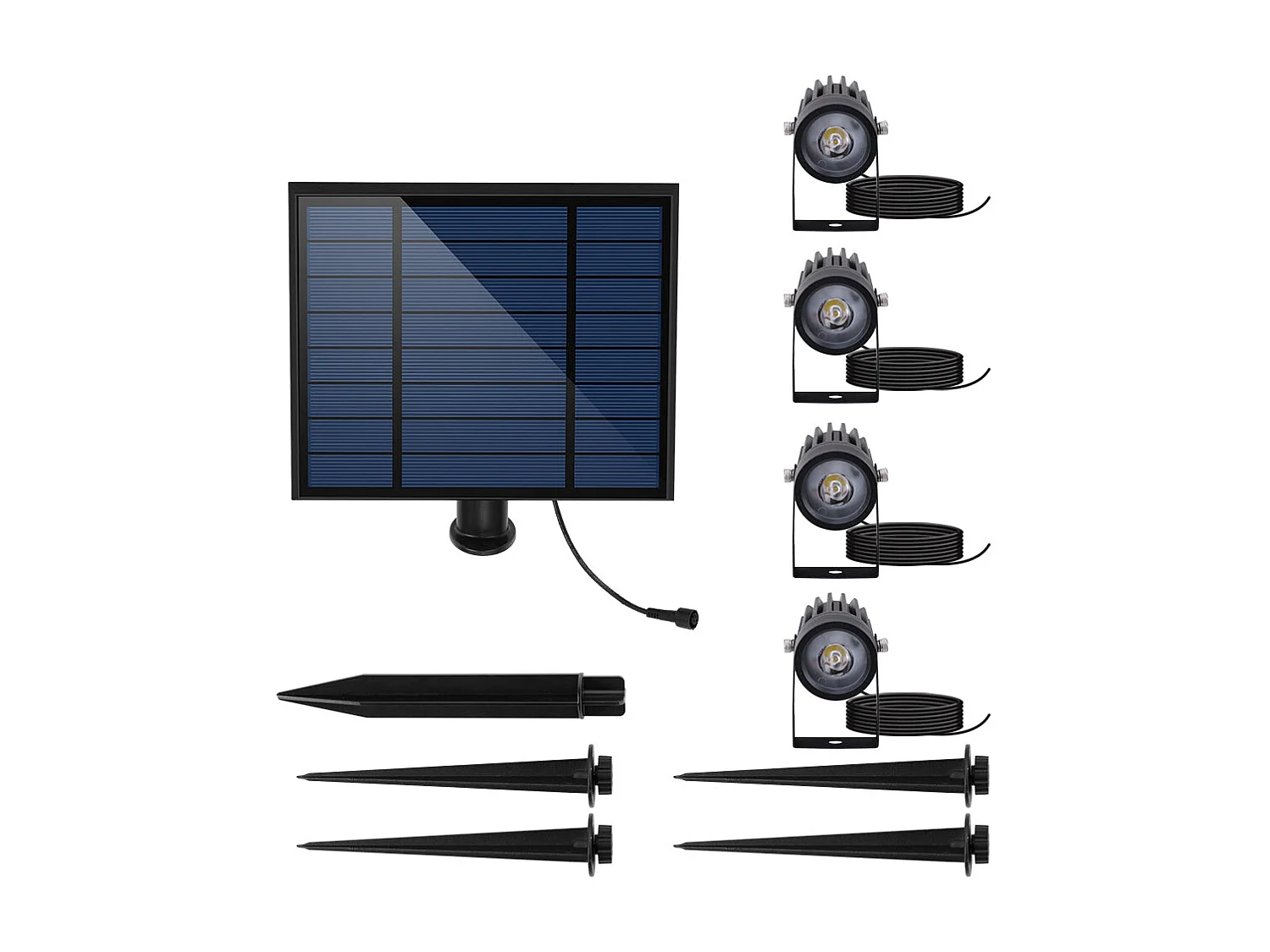 Vier verbonden zonneschijnwerpers 200LM ROUNDY