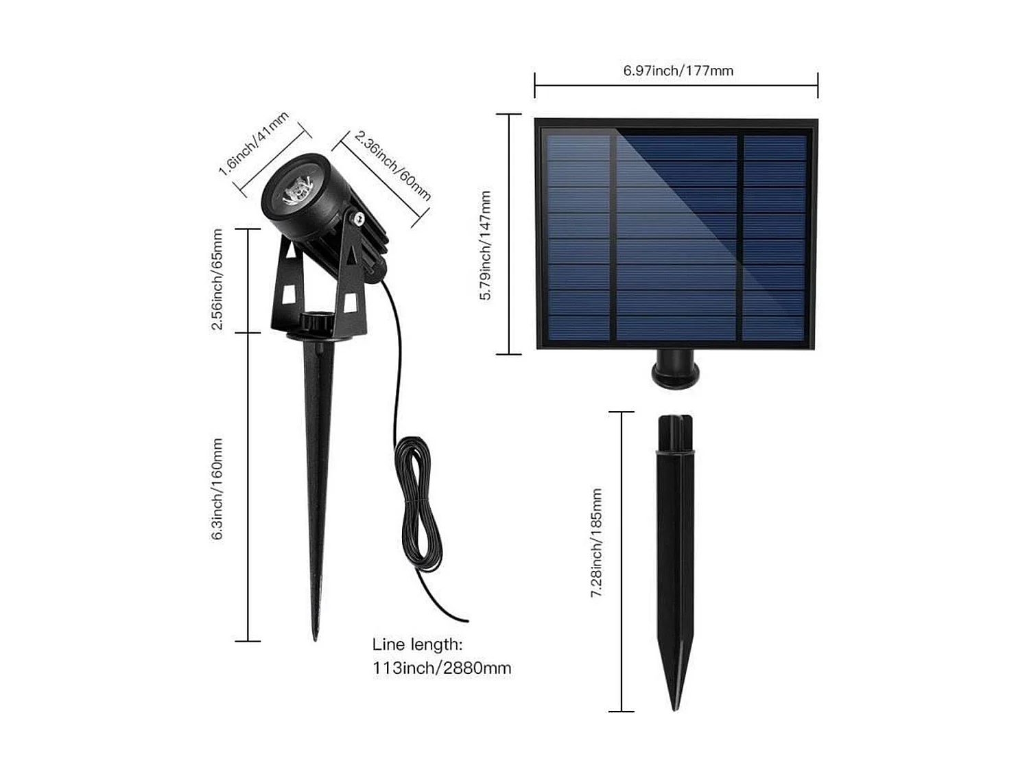 Vier verbonden zonneschijnwerpers 200LM ROUNDY