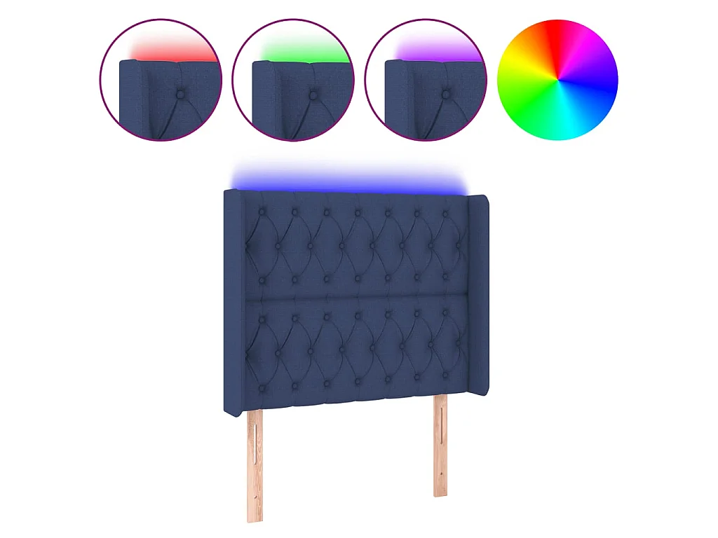 Cabeceira LED Azul 93x16x118/128 cm Tecido