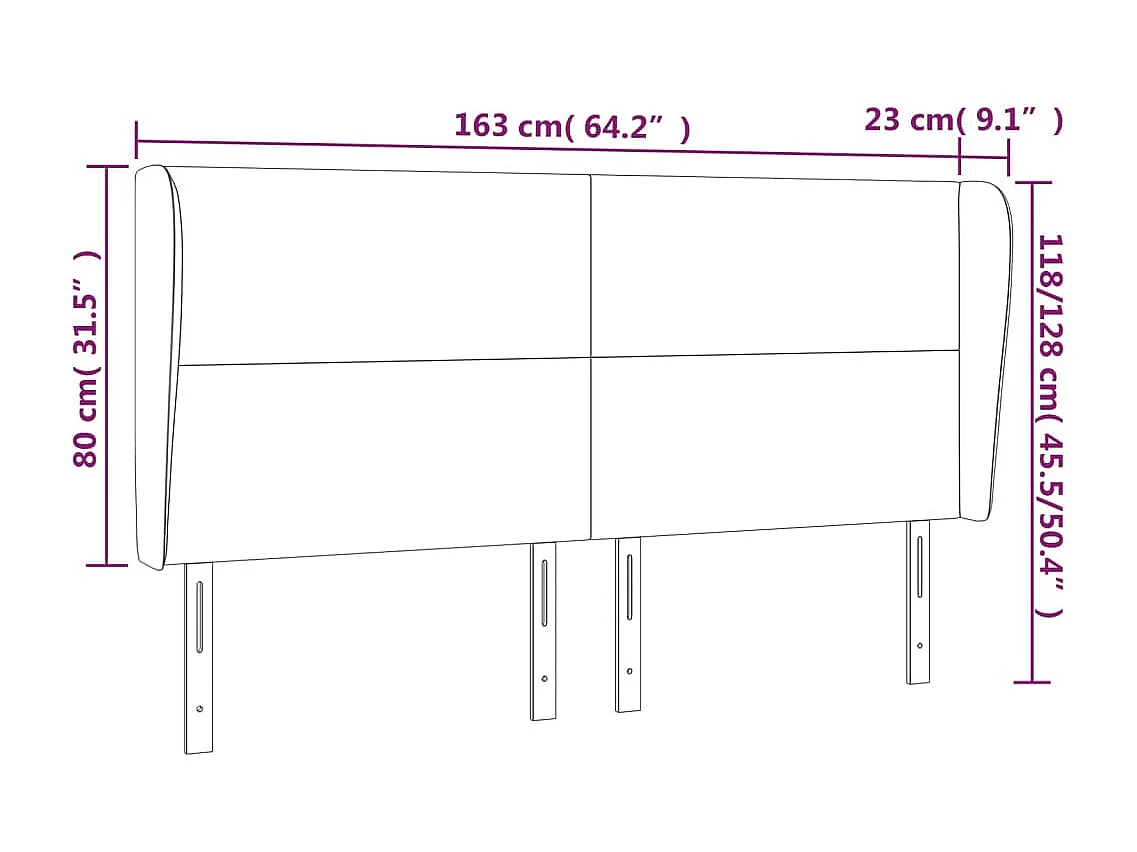 Cabecero con orejas Blanco 163x23x118/128 cm Polipiel