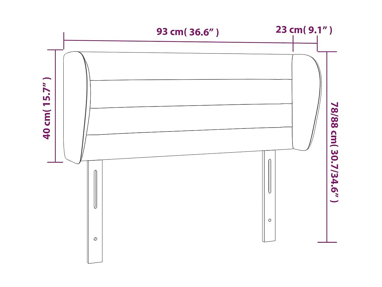 Tête de lit avec oreilles Bleu 93x23x78/88 cm Tissu