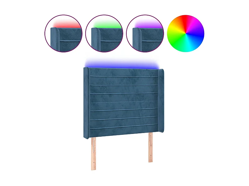 Cabecero LED Azul oscuro 103x16x118/128 cm Terciopelo