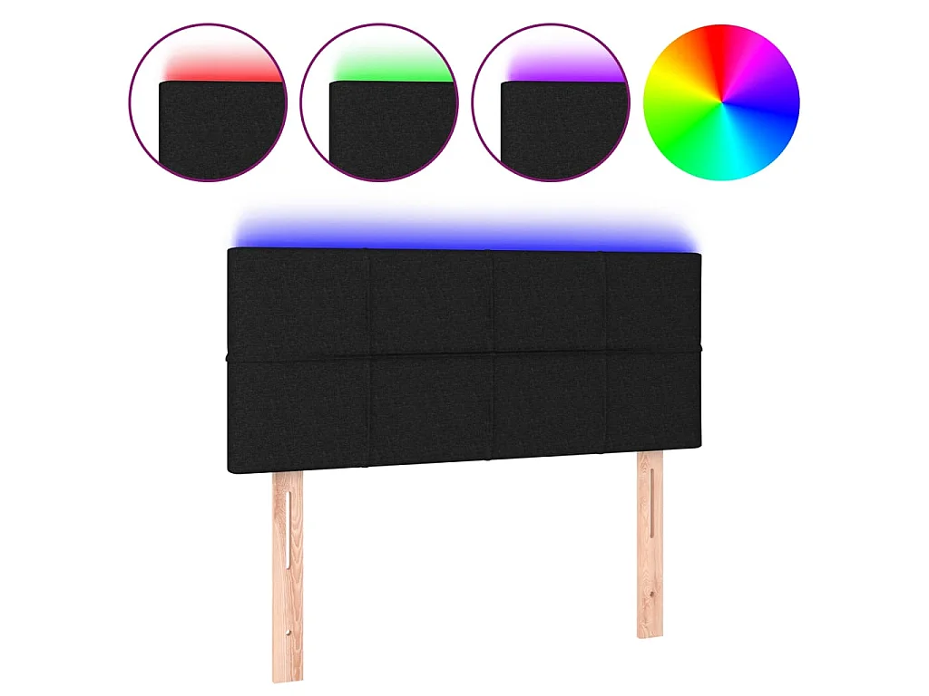 Cabecero LED Negro 100x5x78/88 cm Tela