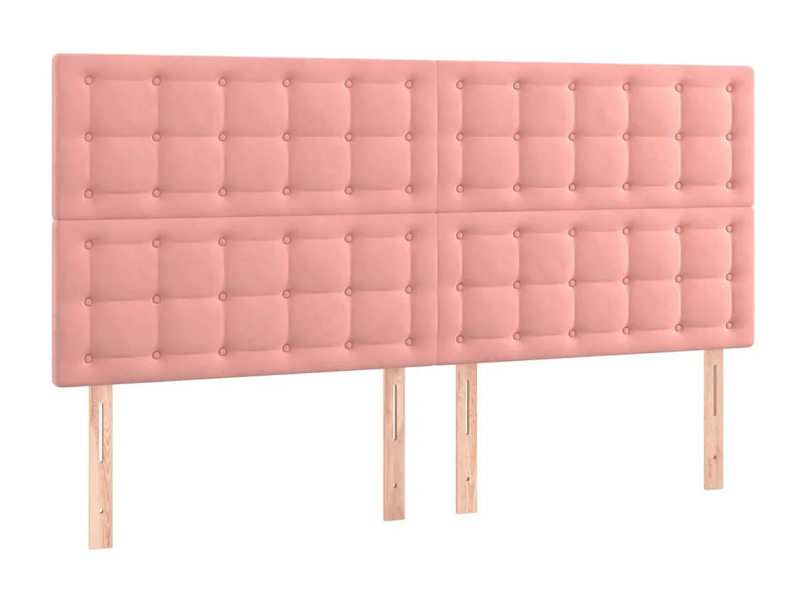 Testiere Letto 4 pz Rosa 100x5x78/88 cm Velluto