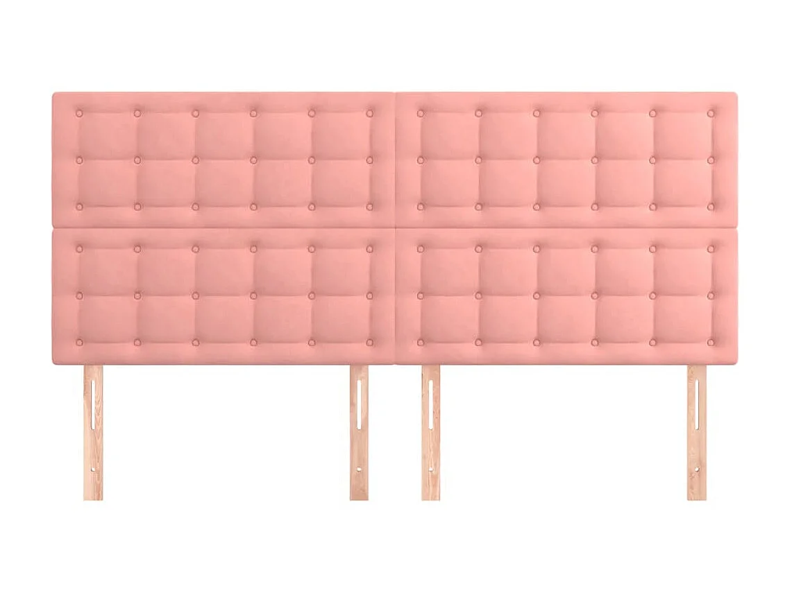 Testiere Letto 4 pz Rosa 100x5x78/88 cm Velluto