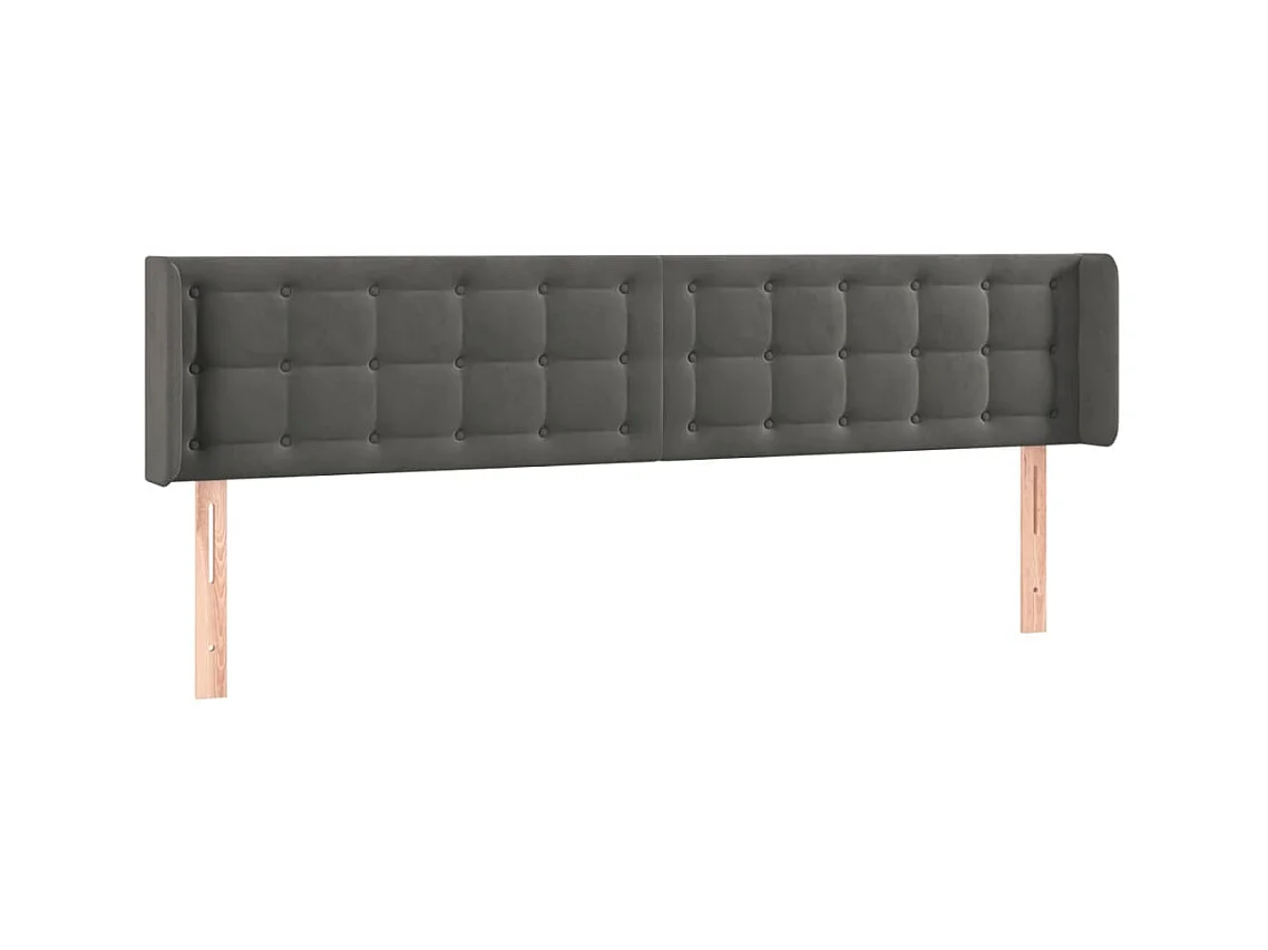 Tête de lit avec oreilles Gris foncé 203x16x78/88 cm Velours