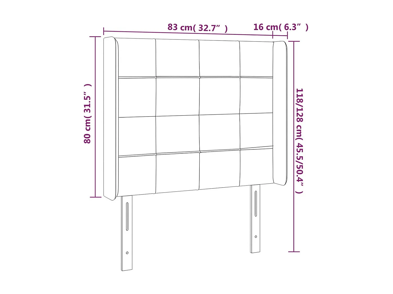 Tête de lit à LED Gris foncé 83x16x118/128 cm Tissu