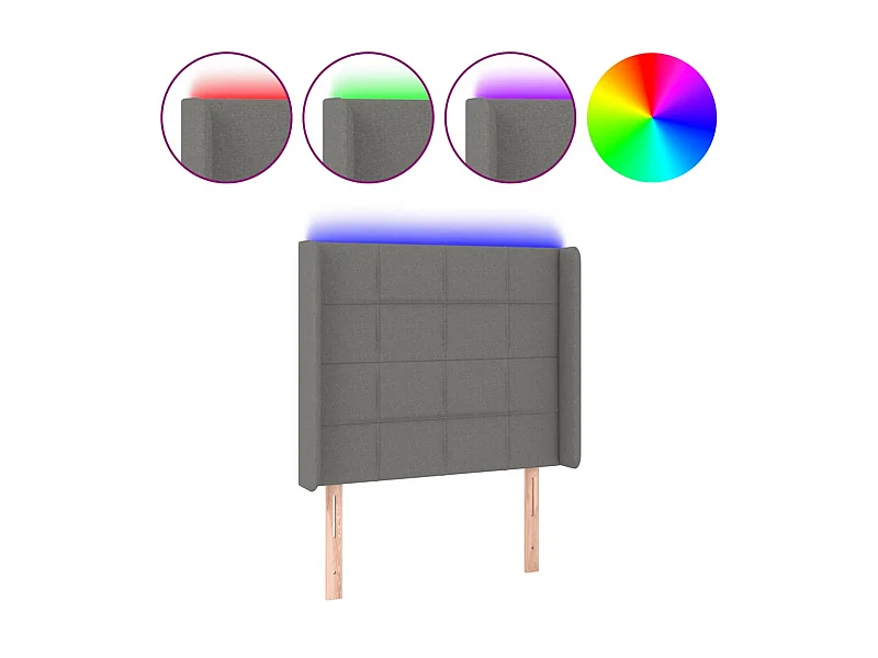 LED-hoofdbord Donkergrijs 83x16x118/128 cm Stof