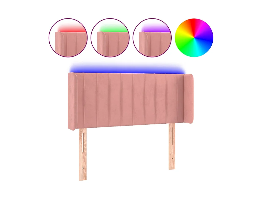 Tête de lit à LED Rose 103x16x78/88 cm Velours