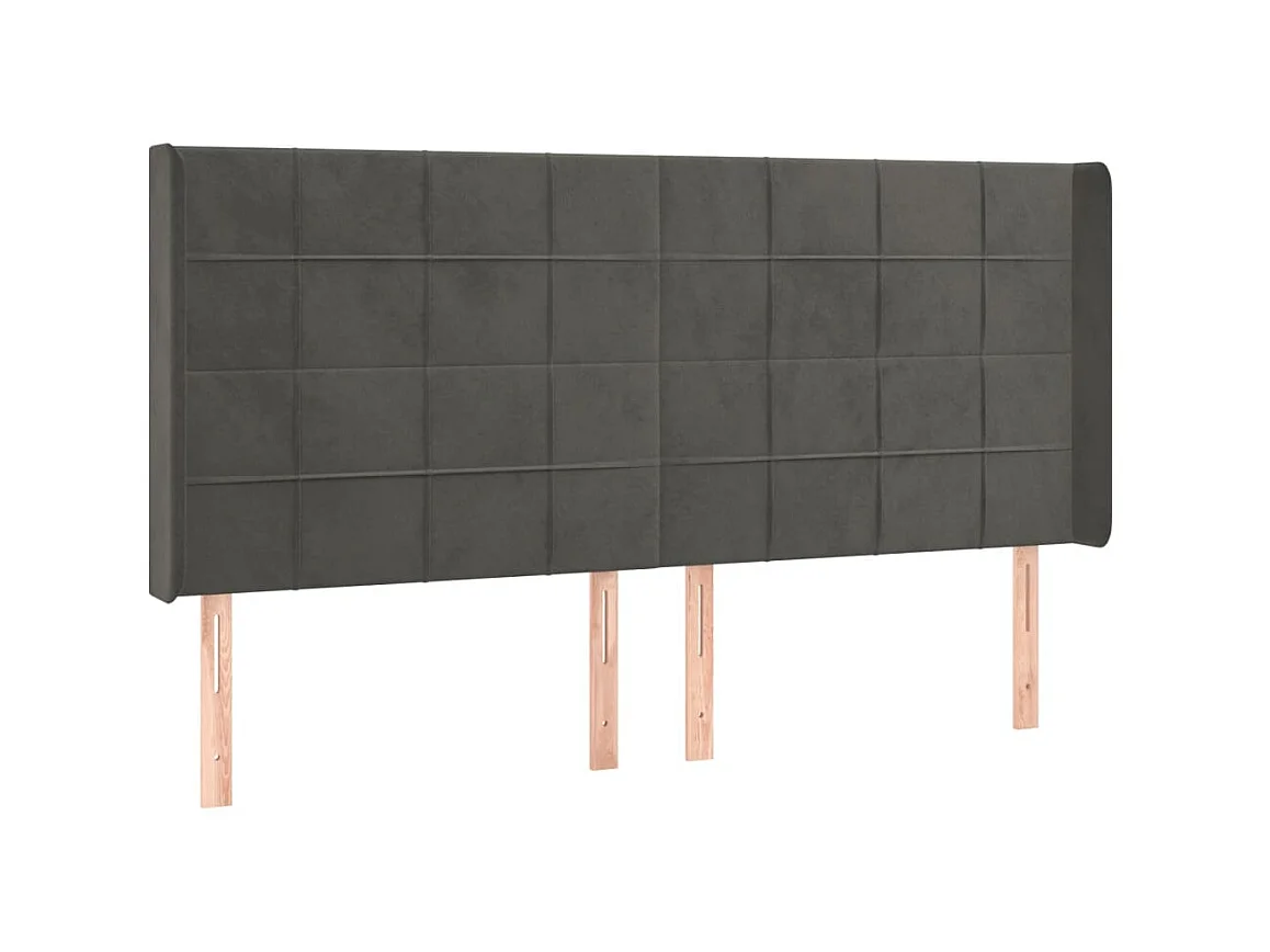 LED-Kopfteil Dunkelgrau 183x16x118/128 cm Samt