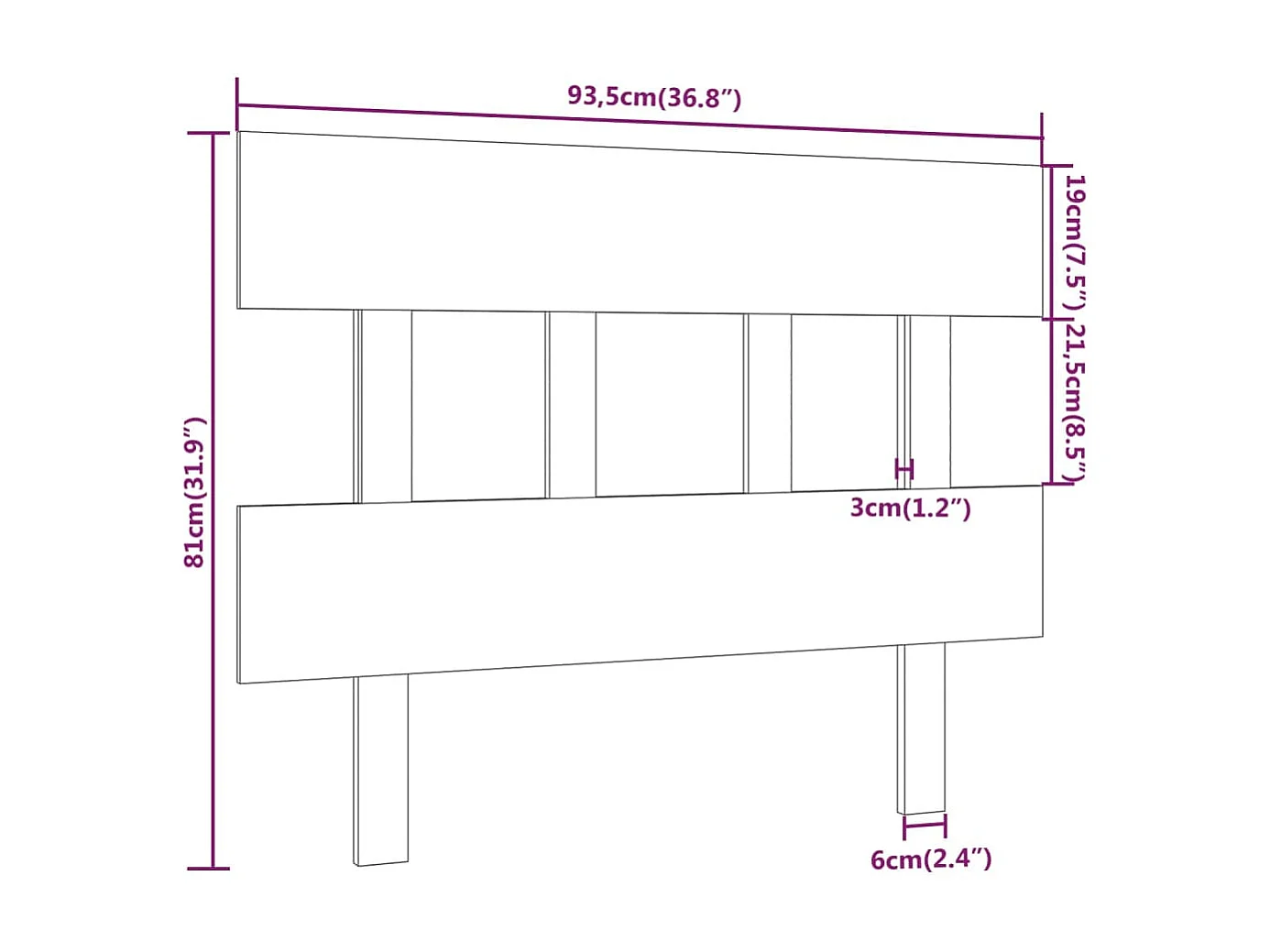 Cabeceira Branca 93,5x3x81 cm Madeira maciça de pinho