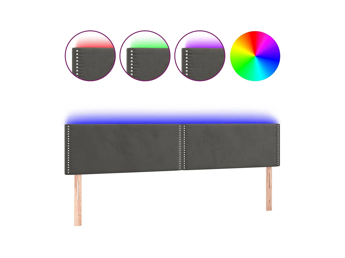 Tête de lit à LED Gris foncé 200x5x78/88 cm Velours