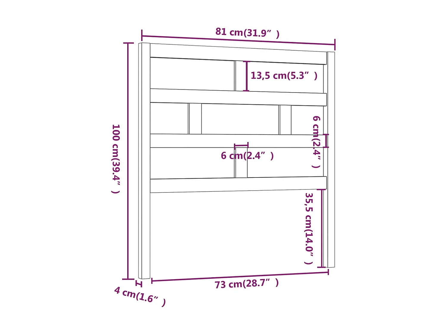Tête de lit Blanc 81x4x100 cm Bois massif de pin