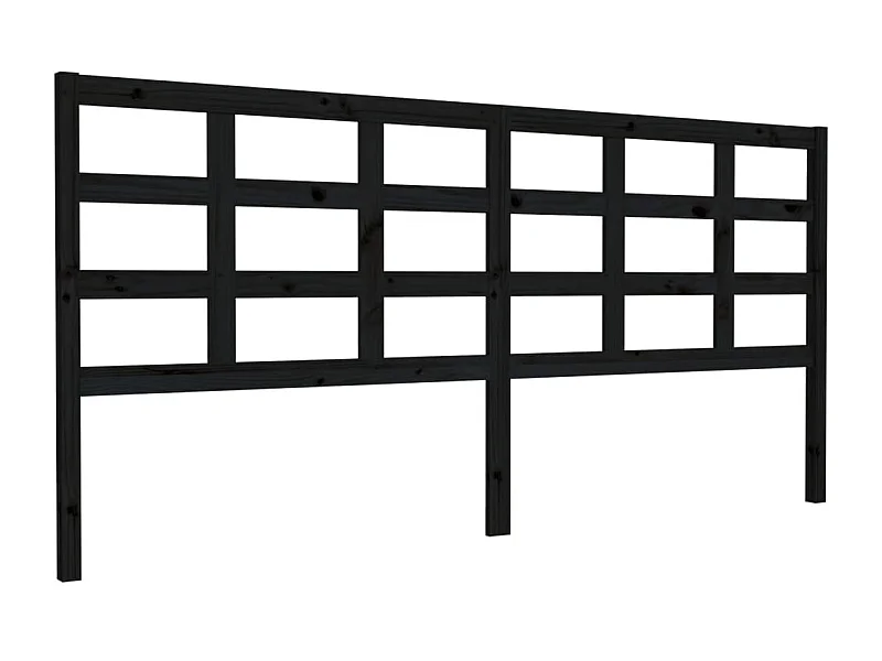 Tête de lit Noir 205,5x4x100 cm Bois massif de pin