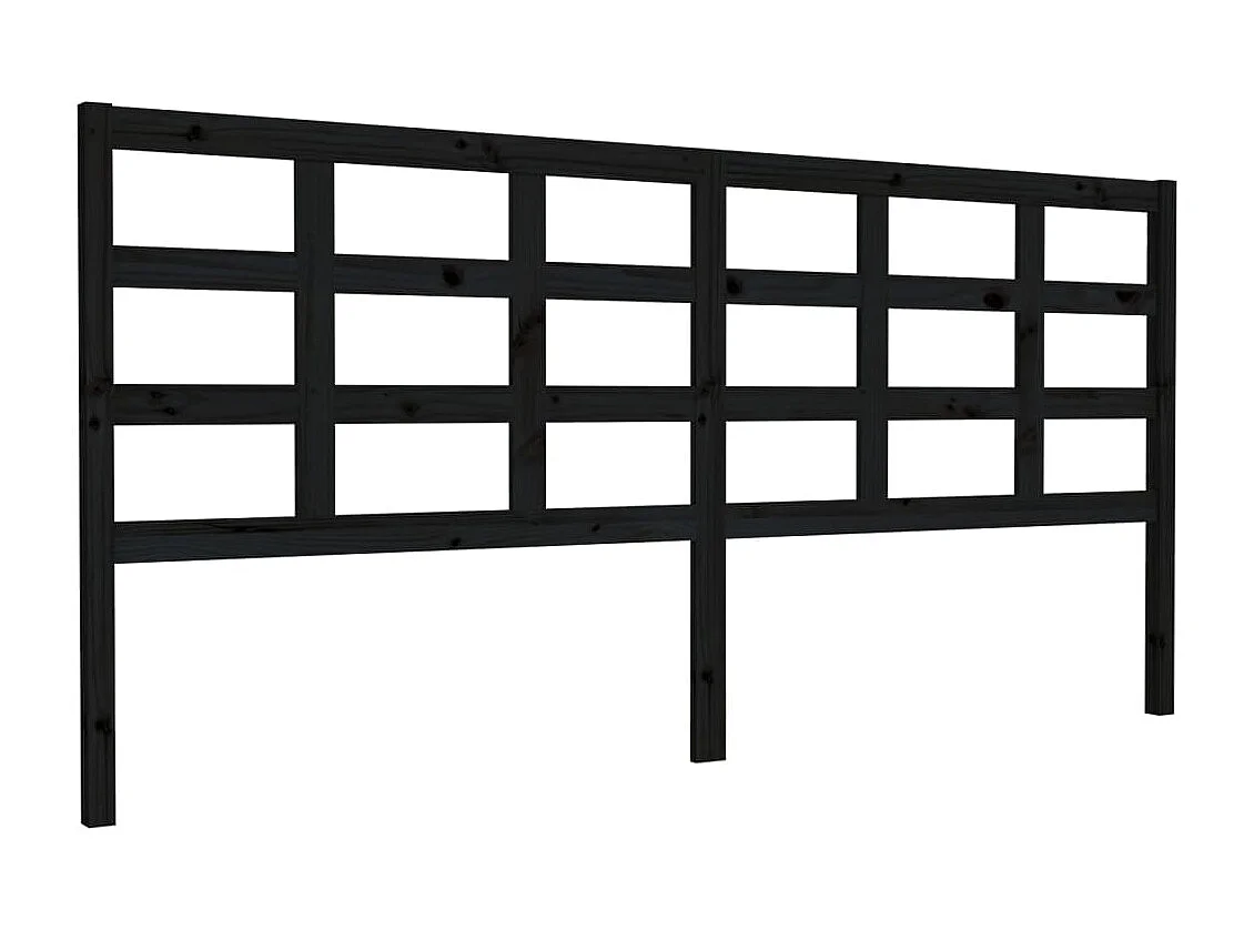 Tête de lit Noir 205,5x4x100 cm Bois massif de pin