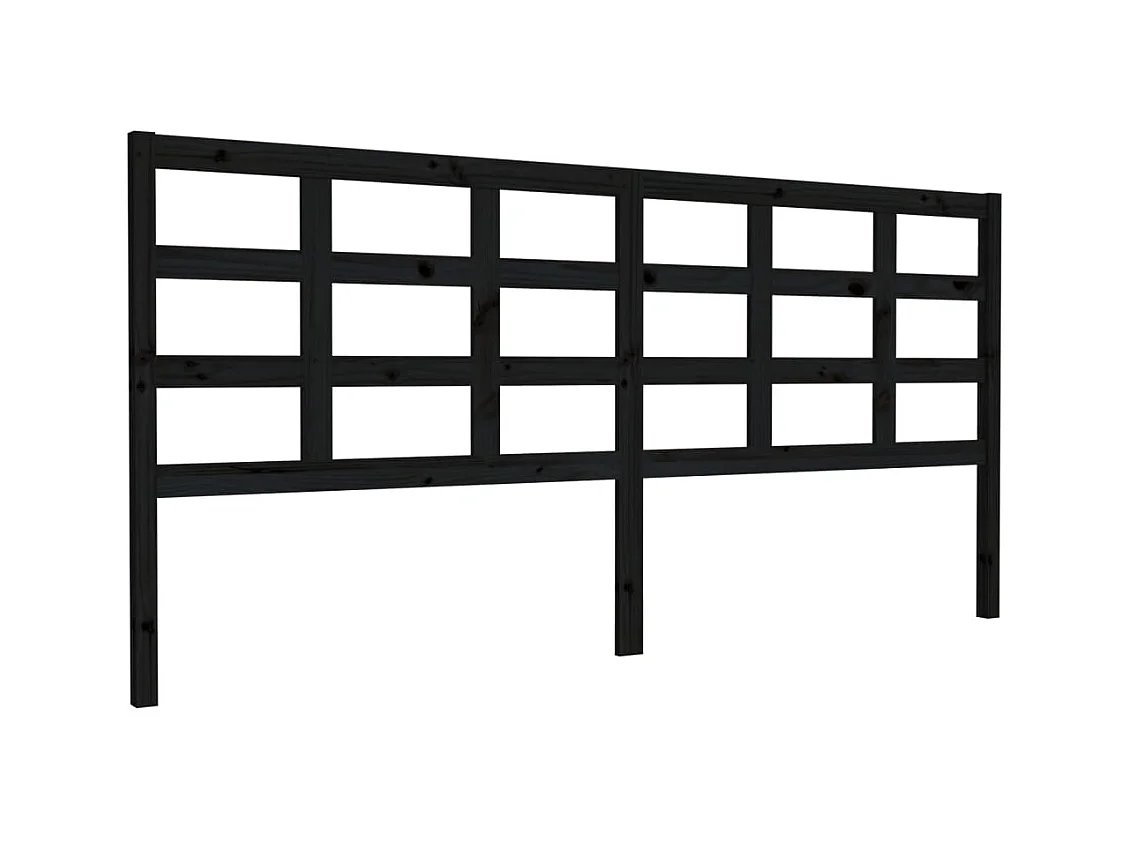 Tête de lit Noir 205,5x4x100 cm Bois massif de pin