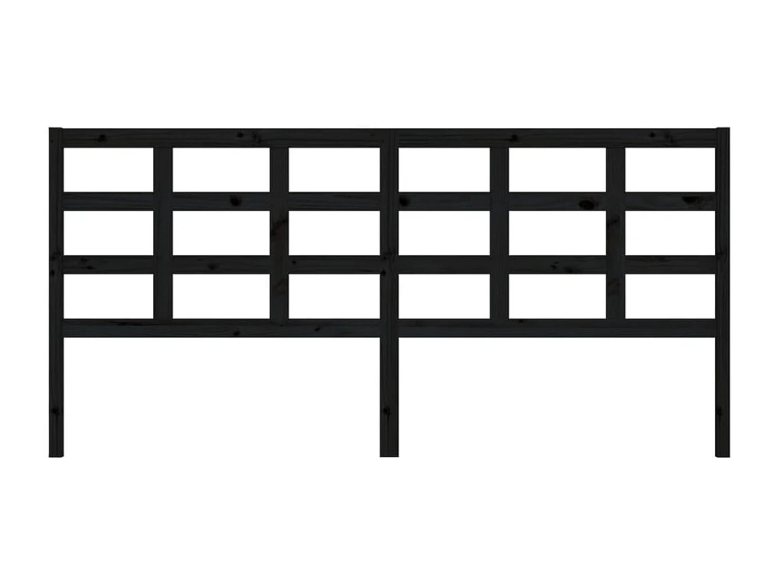 Tête de lit Noir 205,5x4x100 cm Bois massif de pin
