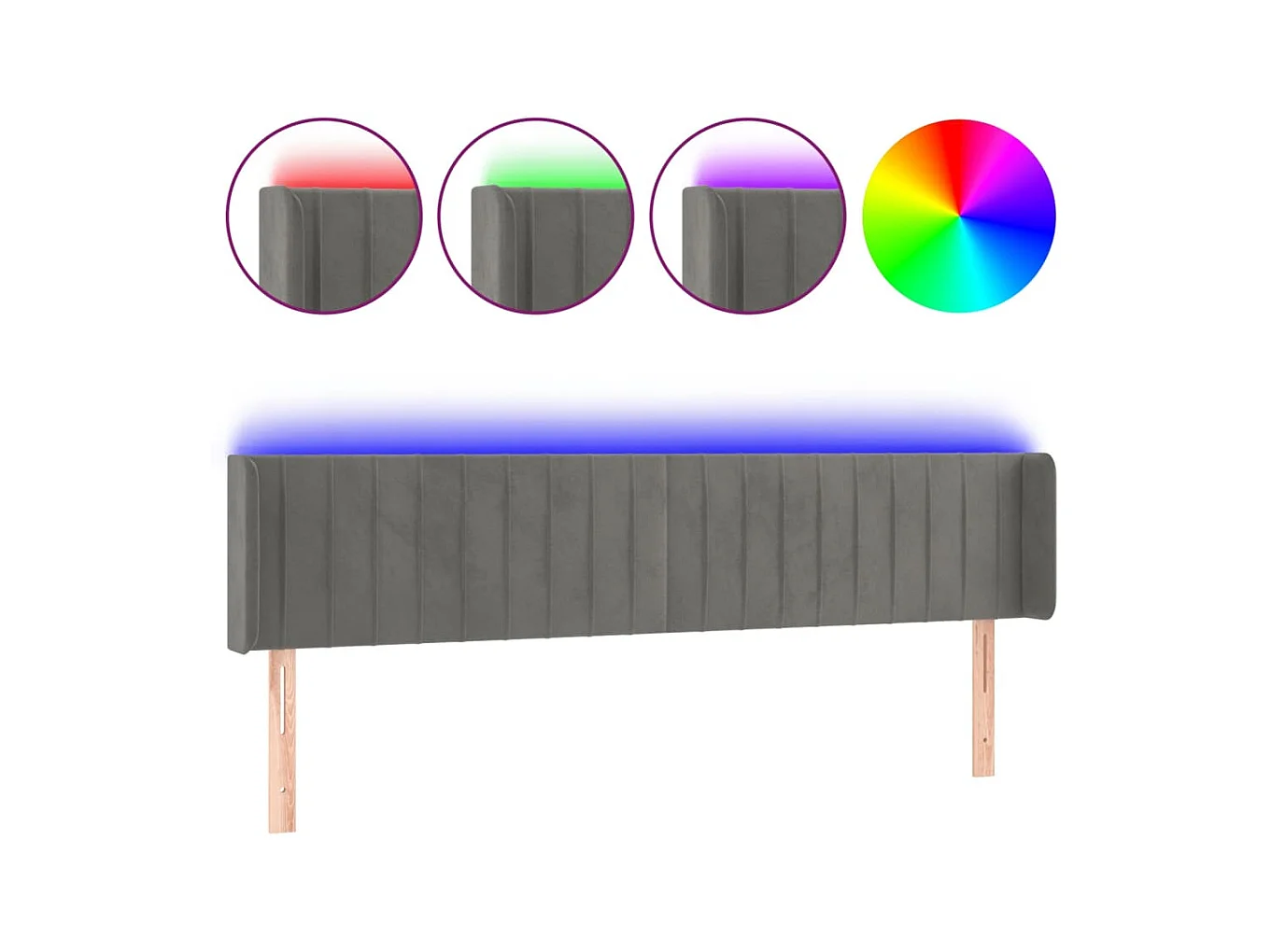 Tête de lit à LED Gris foncé 163x16x78/88 cm Velours