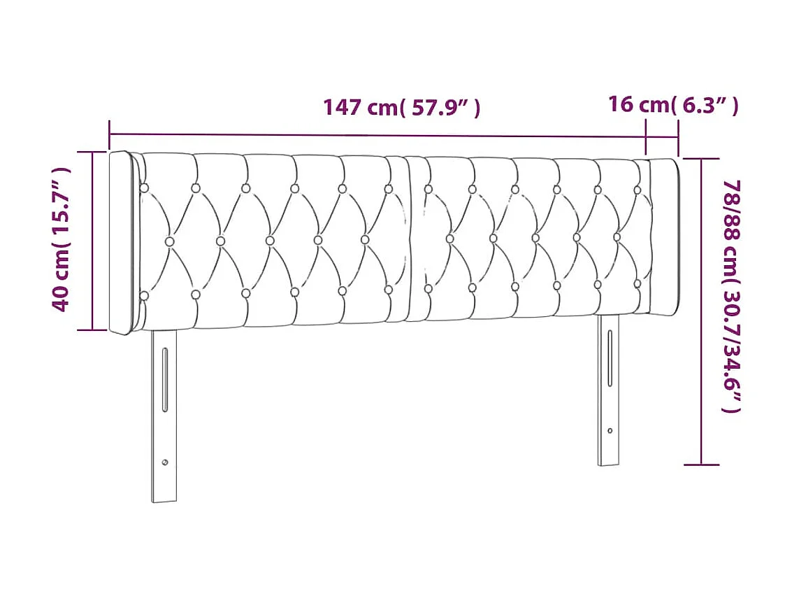 Cabeceira LED cinza claro 147x16x78/88 cm veludo