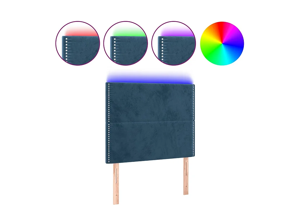 Tête de lit à LED Bleu foncé 100x5x118/128 cm Velours