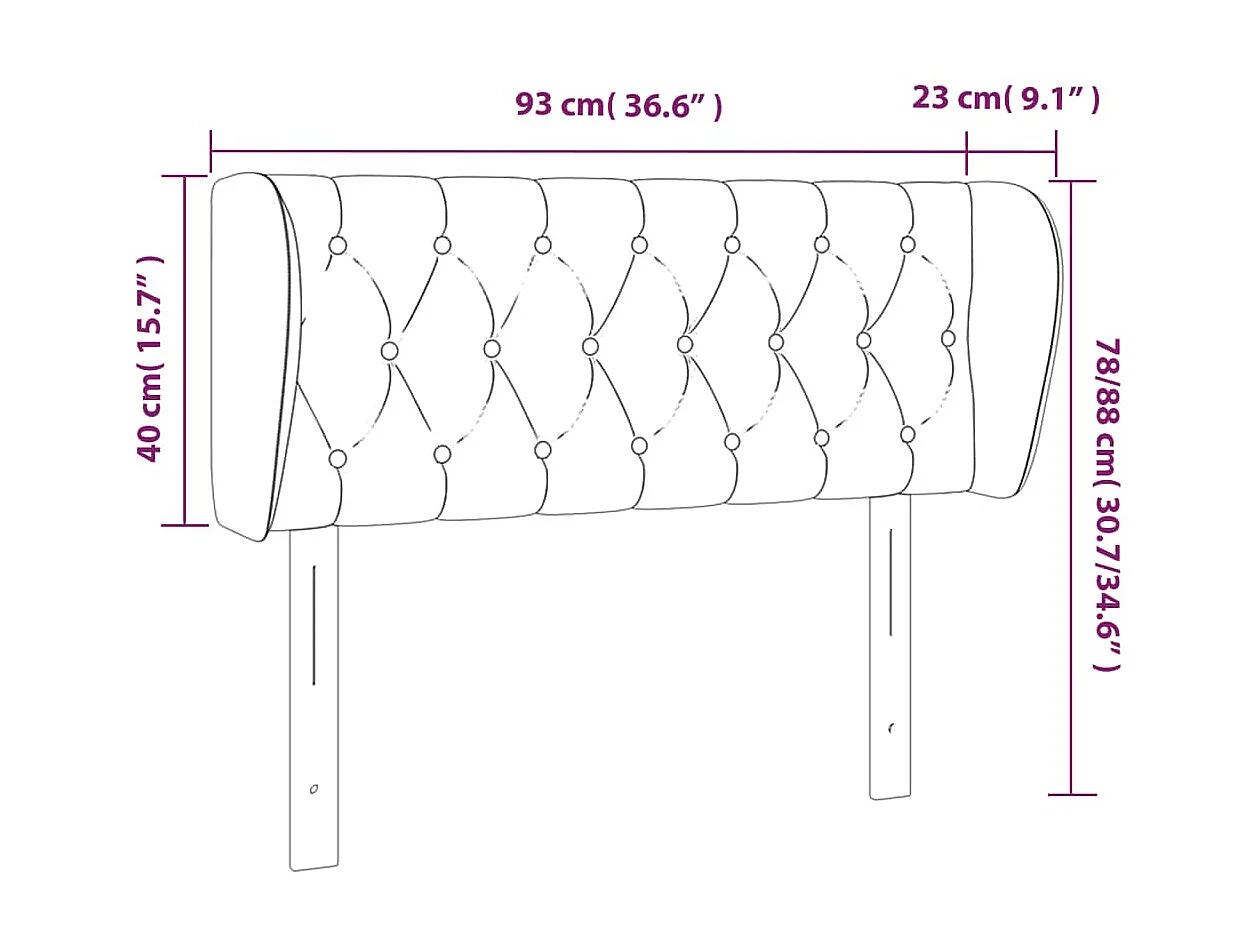 Tête de lit avec oreilles Bleu foncé 93x23x78/88 cm Velours