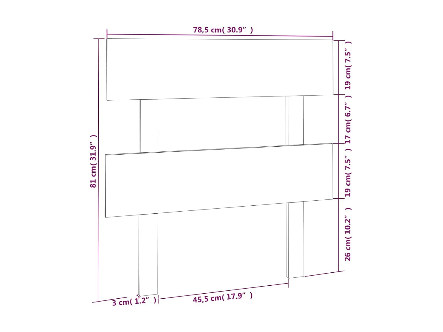 Tête de lit Gris 78,5x3x81 cm Bois massif de pin