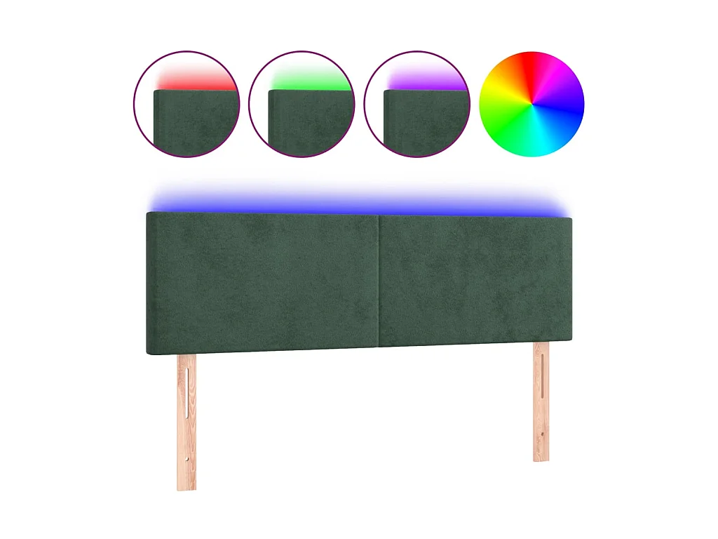 Tête de lit à LED Vert foncé 144x5x78/88 cm Velours