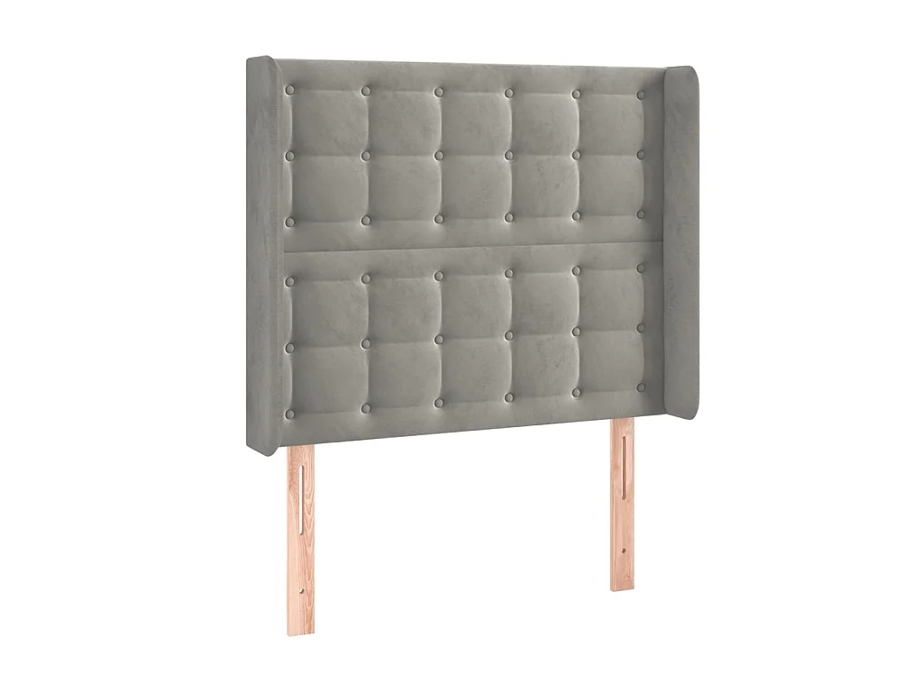 Hoofdbord met oren Lichtgrijs 103x16x118/128 cm Fluweel
