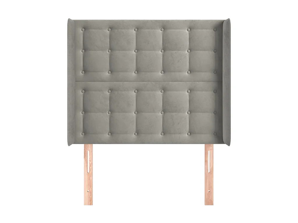 Kopfteil mit Ohren Hellgrau 103x16x118/128 cm Samt