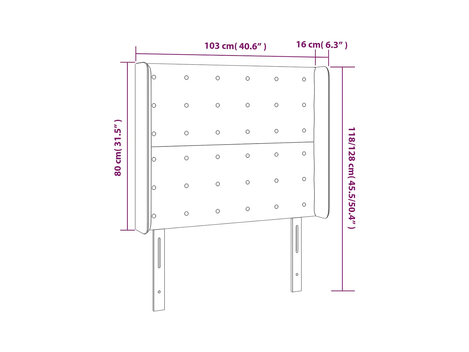 Kopfteil mit Ohren Hellgrau 103x16x118/128 cm Samt